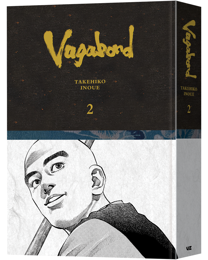 Vagabond Definitive Edition Volume 2 hardcover front cover, black and gold design, art by Takehiko Inoue
