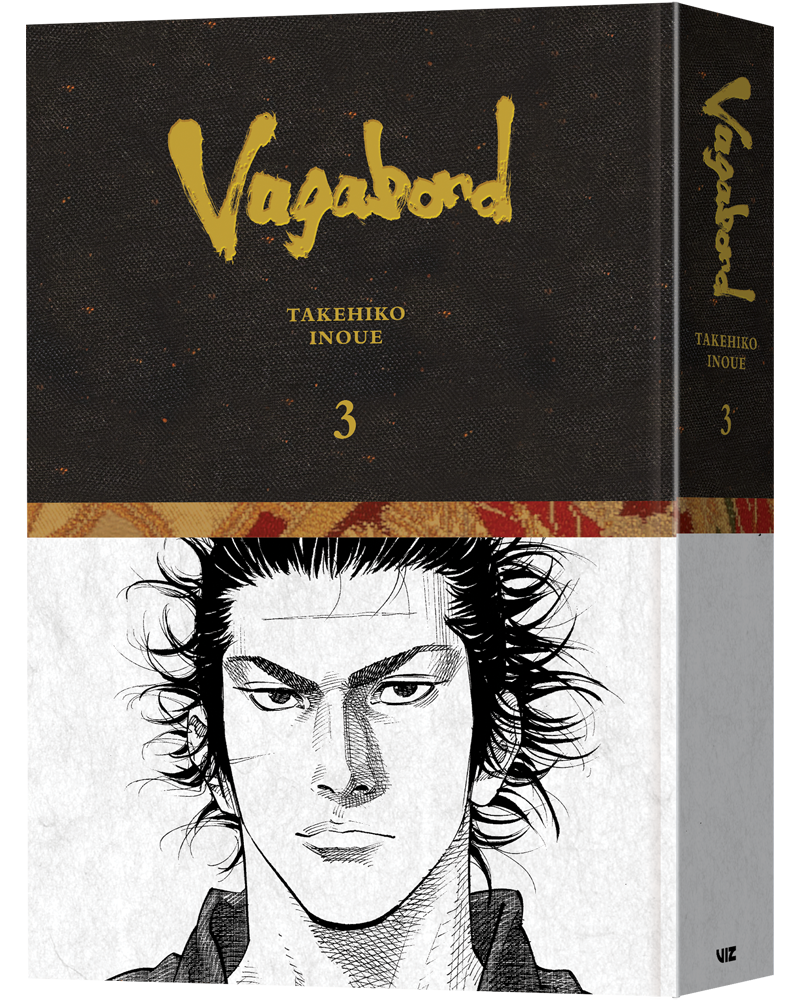 Vagabond Definitive Edition Volume 3 hardcover front cover, black and gold design, art by Takehiko Inoue