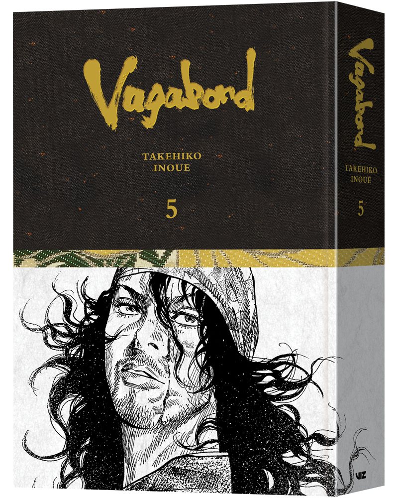 Vagabond Definitive Edition Volume 5 hardcover front cover, black and gold design, art by Takehiko Inoue