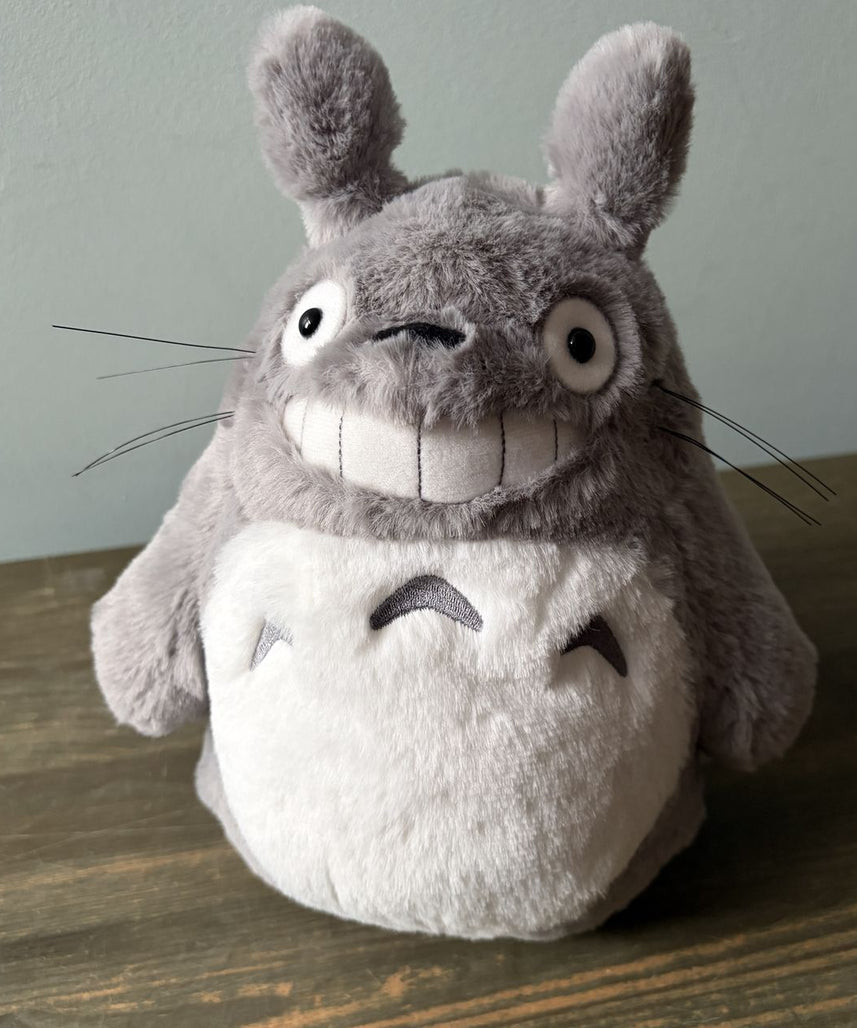 Totoro Grey Plush Grinning Soft Fluffy Small