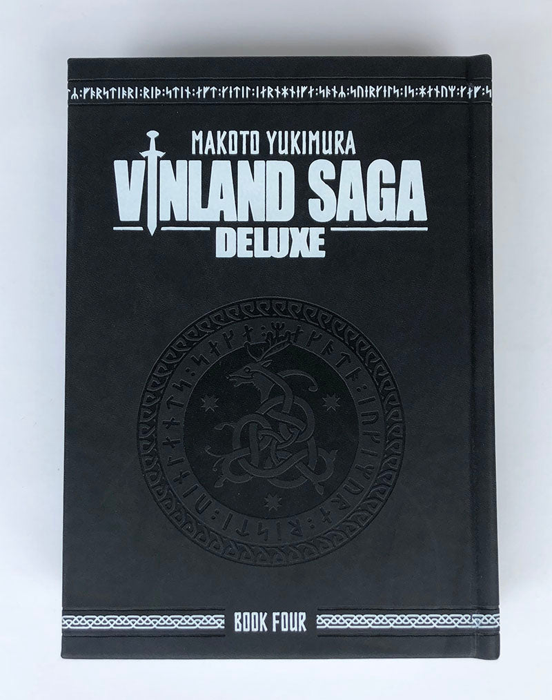 Vinland Saga Deluxe Book Four, black faux-leather hardcover with embossed Viking rune medallion