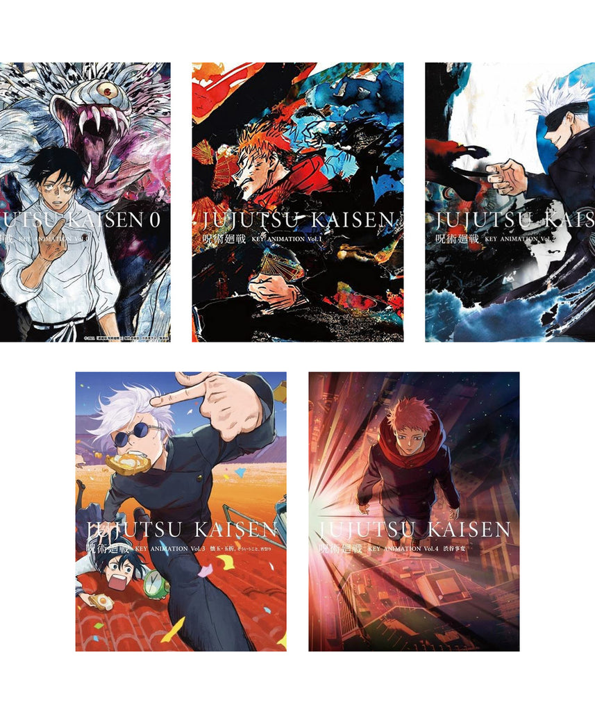 Jujutsu Kaisen KEY ANIMATION Vol. 0 to 4, all five MAPPA key animation collection covers